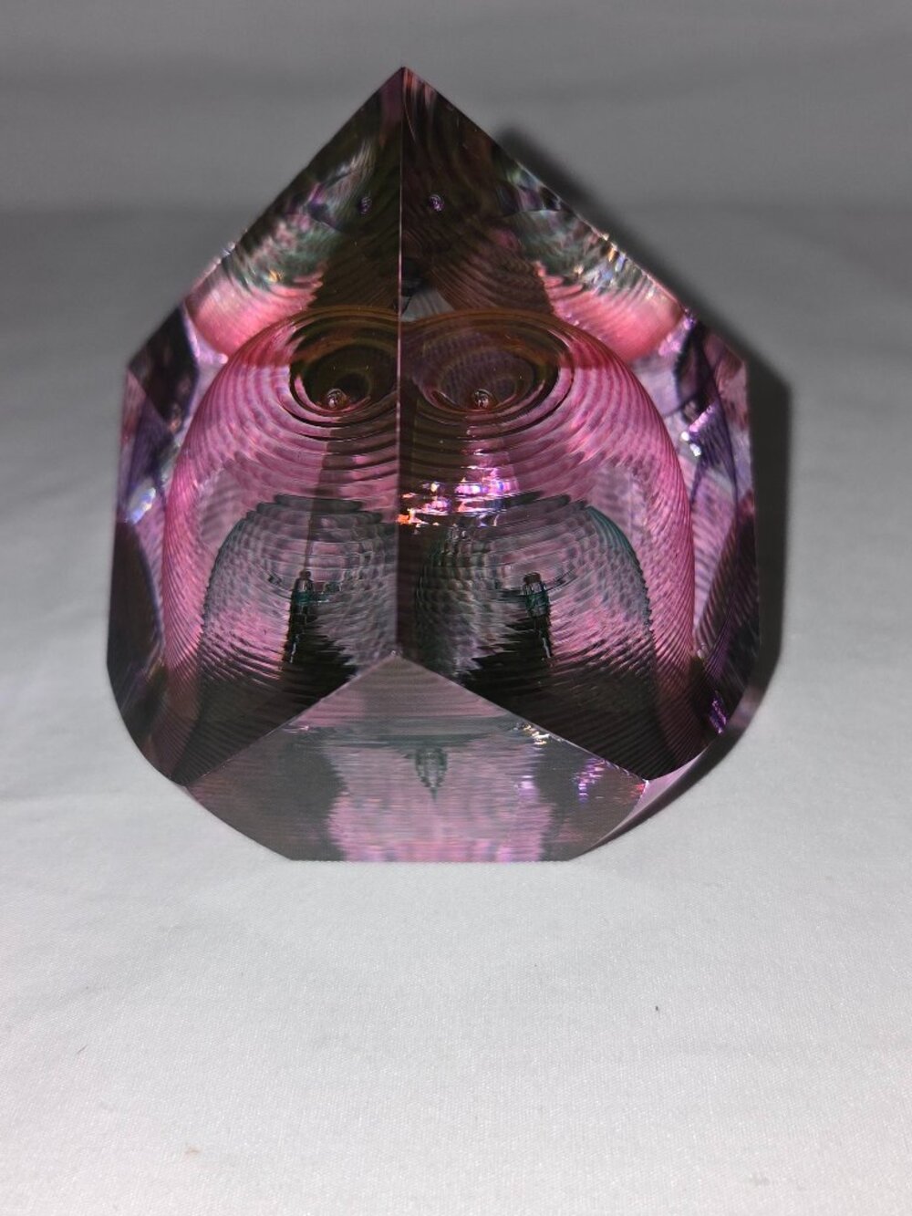 Kit Karbler & Michael David Signed Faceted Paperweight Art Glass Optic Geometric - Picture 2 of 16